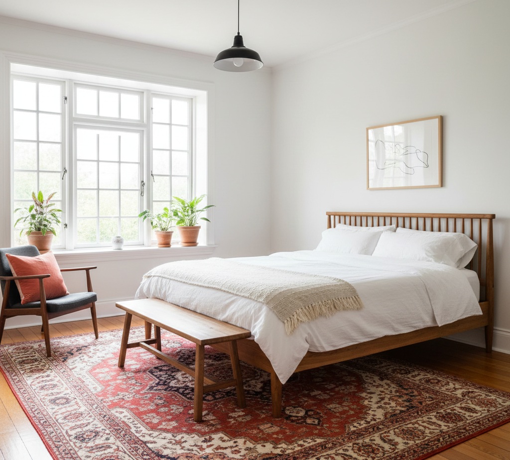Cozy Scandinavian Inspired Bedroom With Warm Vintage Accents