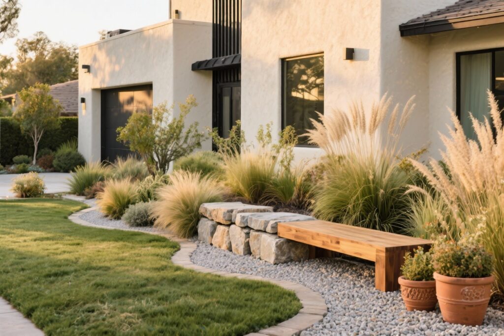 7 Designer Tricks That Make Grass free Front Yards Look Surprisingly Lush