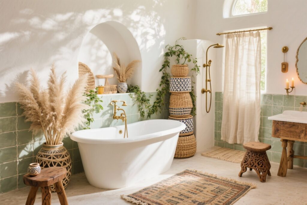 9 Boho Bathroom Ideas That Feel Soft, Soulful, and Stunning