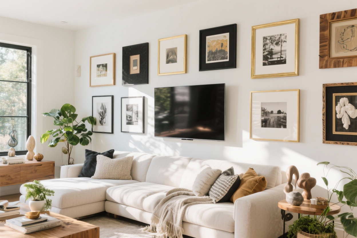 9 Ways to Build a Gallery Wall Around a Tv That Steal the Show