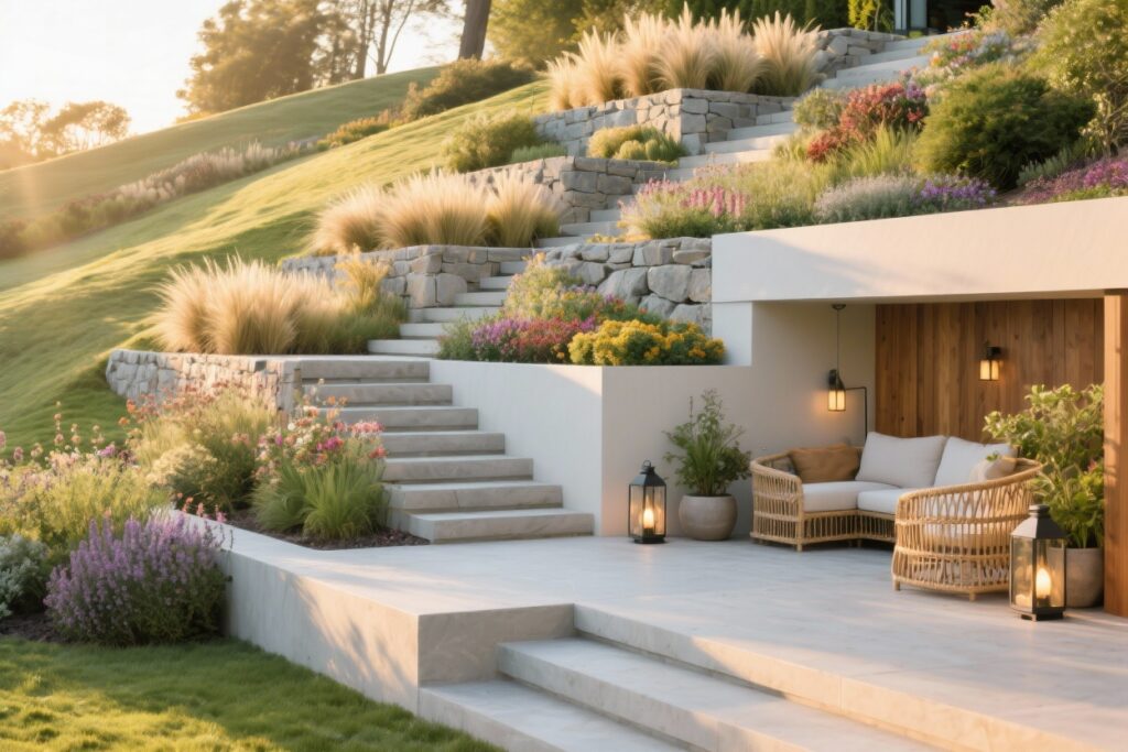 9 Sloped Garden Ideas That Turn Tricky Yards Into Showstoppers
